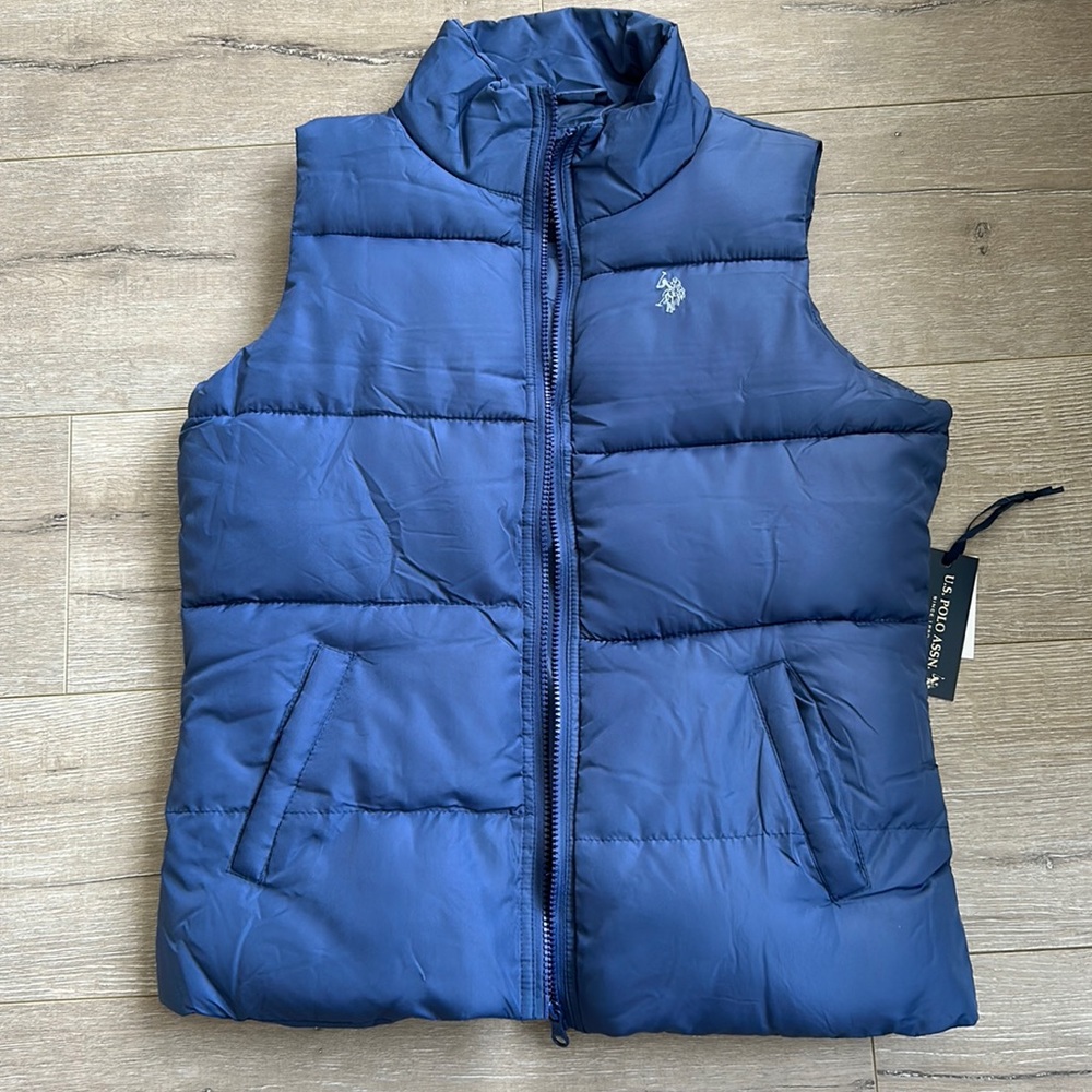 Blue puffer vest